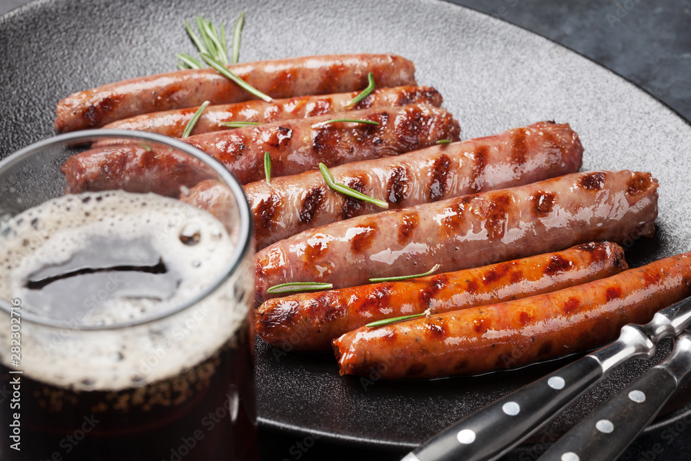 Canvas Prints grilled sausages and beer