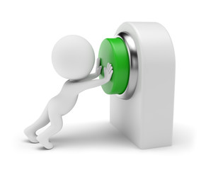 3D Small People - Pressing Green Button