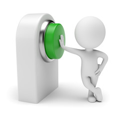 3D Small People - Pressing Green Button