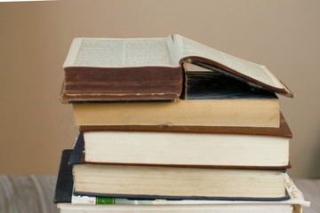 Stack of old musty dusty books