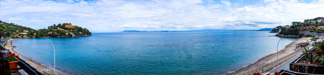 Large mediterranean sea tuscany landscape cloudy sky