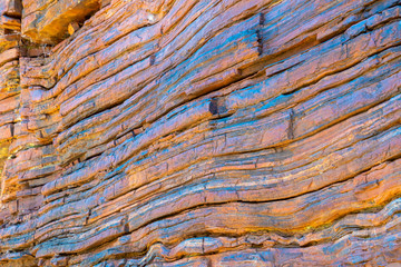 Layers of natural asbestos shining blue at Karijini National Park