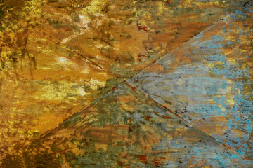 Convex rusty multi-colored metal surface, with an abstract rust pattern, texture, background. For design.
