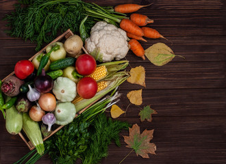 A bunch of ripe natural vegetables.