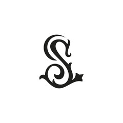 Fototapeta premium the letter S monogram in vintage style. suitable for tattoos and decoration. logo template