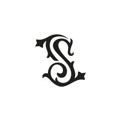 Obraz premium the letter S monogram in vintage style. suitable for tattoos and decoration. logo template