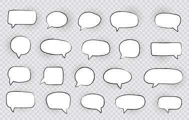 Fototapeta premium Big set of speech bubbles. Retro empty comic bubbles. Stickers. Vector illustration.