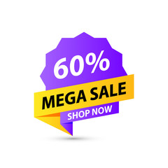 Sale tag. Special offer, big sale, discount, best price, mega sale banner. Shop or online shopping. Sticker, badge, coupon, store. Vector Illustration.