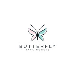 butterfly logo vector line outline monoline icon illustration