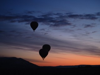 Cappadocia hot air balloon view in dawn, Turkey