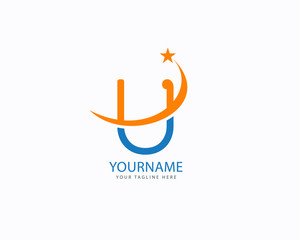 Abstract initial letter u event logo design