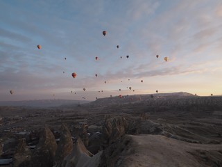 Cappadocia hot air balloon view in dawn, Turkey