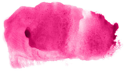 Abstract watercolor background hand-drawn on paper. Volumetric smoke elements. Pink color. For design, web, card, text, decoration, surfaces.