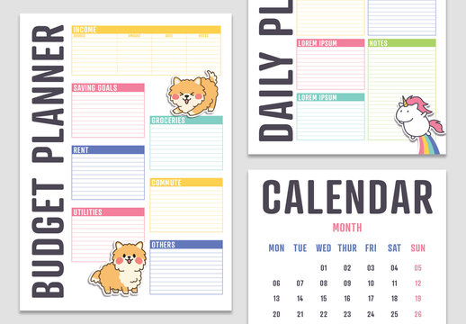 Planner with Sticker-style Illustrations