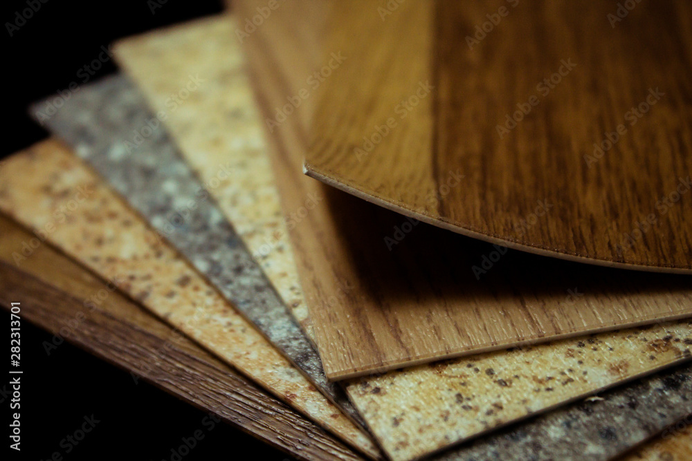 Wall mural samples of office linoleum on an isolated background