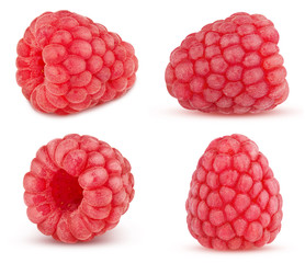 ripe raspberries isolated on a white background