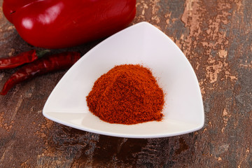 Paprika powder in the bowl