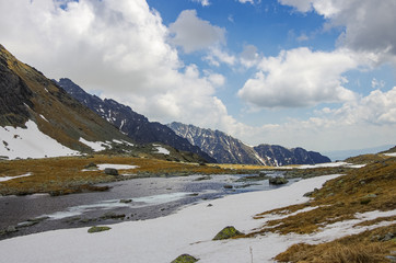 Fototapeta na wymiar High Tatra Mountains near Rysy peak and Strbske Pleso, Slovakia