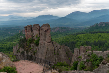 Fototapeta na wymiar Viewpoint in fortress Kaleto.View to Belogradchik rocks from the top,.Belogradchik , Bulgaria.