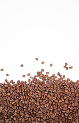 mockup of coffee beans on isolated white background