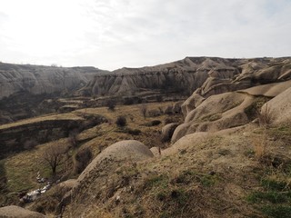 Panorama view of Cappadocia, ancient cave city in Turkey