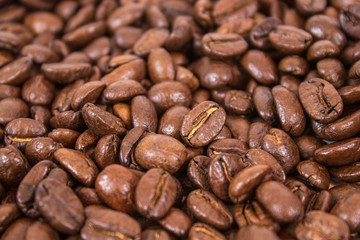 mockup of coffee beans coffee shop background