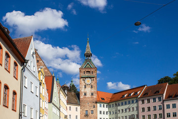 Main square with Marie fountain in Landsberg am Lech