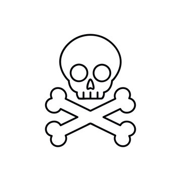 Skull And Bones Halloween Concept Line Icon On White Background