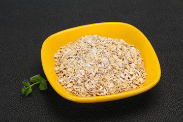 Raw oats in the bowl