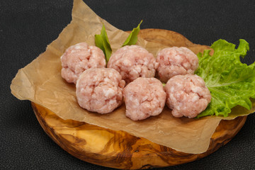 Homemade raw pork minced meatball for cooking