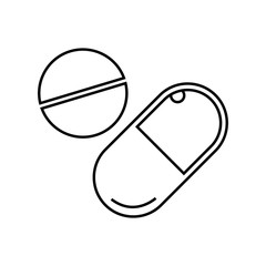 Pills line icon. Vector graphics, a linear pattern on a white background, eps 10.