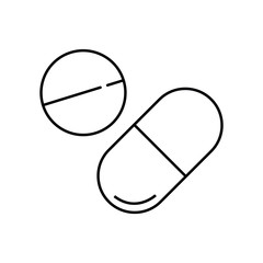 Pills line icon. Vector graphics, a linear pattern on a white background, eps 10.