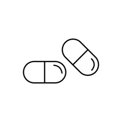 Pills line icon. Vector graphics, a linear pattern on a white background, eps 10.