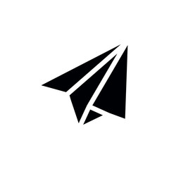 Paper plane icon. Flat vector illustration in black on white background. EPS 10