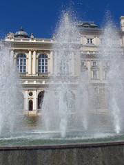 Odessa opera theater through splashes of fountain