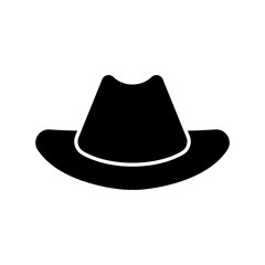 cowboy hat icon, vector cowboy hat silhouette, retro western fashion flat illustration