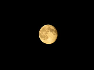 Full yellow moon in the night sky