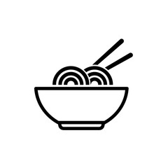 Bowl of noodles outline icon on white background