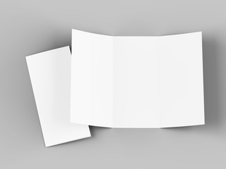 Folded trifold brochure in A4 format mockup.3d illustartion