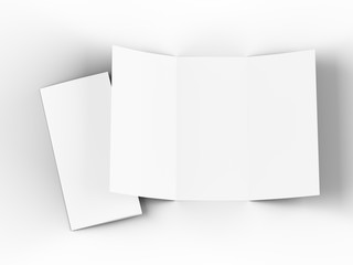 Folded trifold brochure in A4 format mockup.3d illustartion