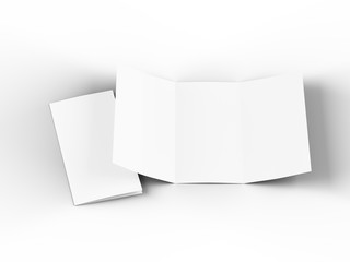 Folded trifold brochure in A4 format mockup.3d illustartion