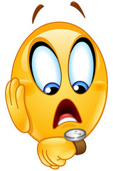 late emoticon with watch