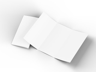Folded trifold brochure in A4 format mockup.3d illustartion