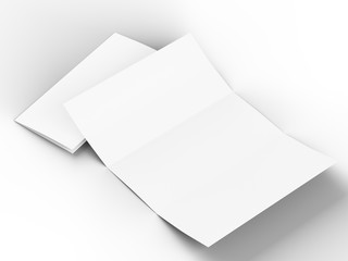 Folded trifold brochure in A4 format mockup.3d illustartion