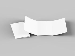 Folded trifold brochure in A4 format mockup.3d illustartion