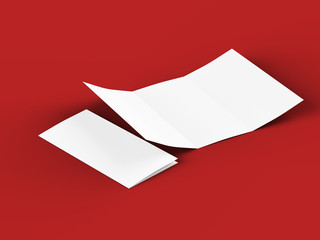 Folded trifold brochure in A4 format mockup.3d illustartion
