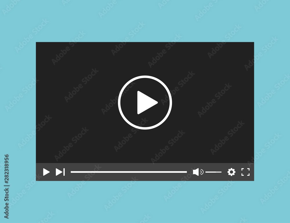 Poster video player web application interface template. bar screen window application. movie template.