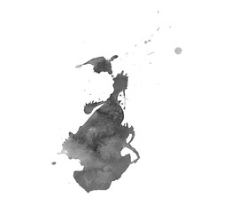 Black watercolor stain. Watercolor texture background