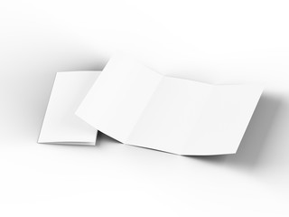 Folded trifold brochure in A4 format mockup.3d illustartion