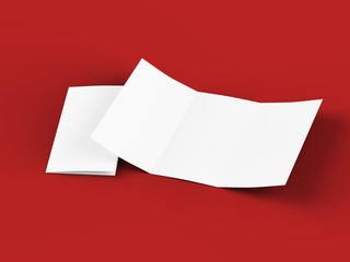 Folded trifold brochure in A4 format mockup.3d illustartion